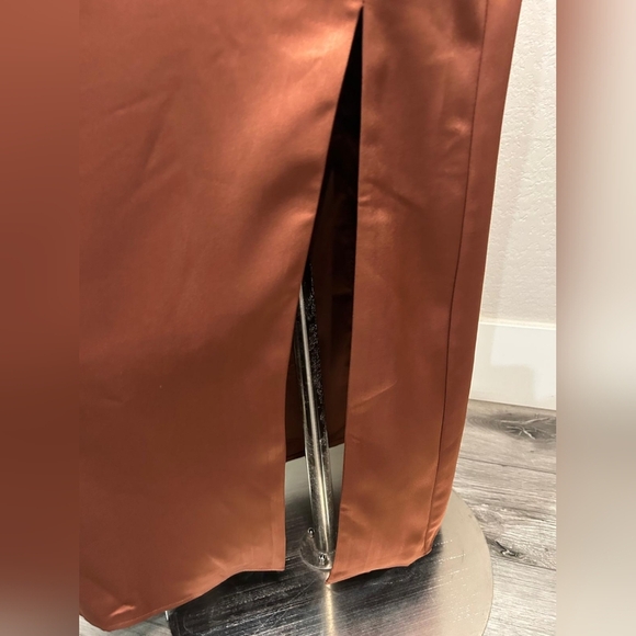 ASTR Long Copper Satin Dress - Picture 8 of 12
